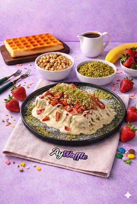 Beyaz çilek waffle