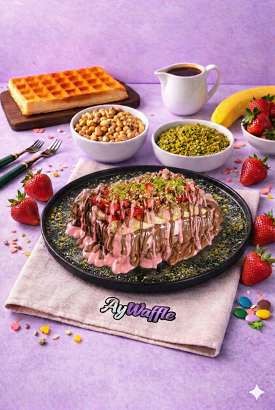 Çilekli çikolatalı waffle